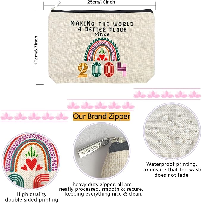 Happy 21st Birthday Gifts Ideas for Her Makeup Bags, Women, Teenage Girls Trendy Stuff, Girls, Friends, Daughter, Christmas, 2004 Funny Cosmetic Travel Pouch 21 Year Old Birthday Decorations from Mom