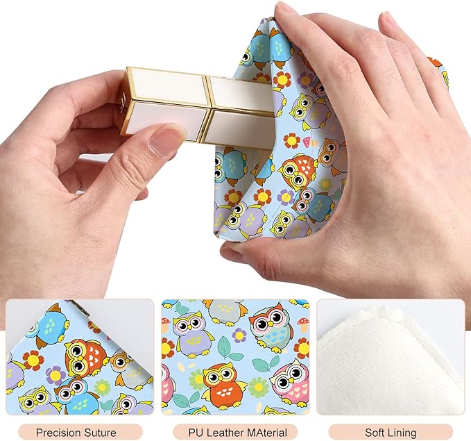 2Pcs PU Leather Small Squeeze Coin Purse Pouch Mini coin Bag Unique And Cute Wallet Cosmetic Bags Change Bag For Women Girls Men Owl and Avocado