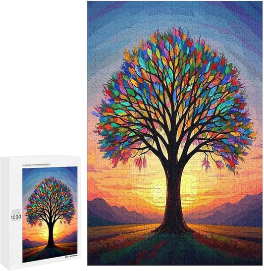 Jigsaw Puzzles for Adults 1000 Piece - Colorful Tree Themed Wooden Puzzles，Unique Gifts for Wall Art ，Funny Puzzles，Stress Relief Games，Puzzle Games Challenge Puzzles