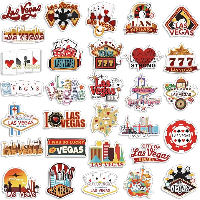 Konohan 30 Pcs Las Vegas Souvenirs Gifts Las Vegas Magnet for Refrigerator City Magnetic Refrigerator Stickers for Home Decoration