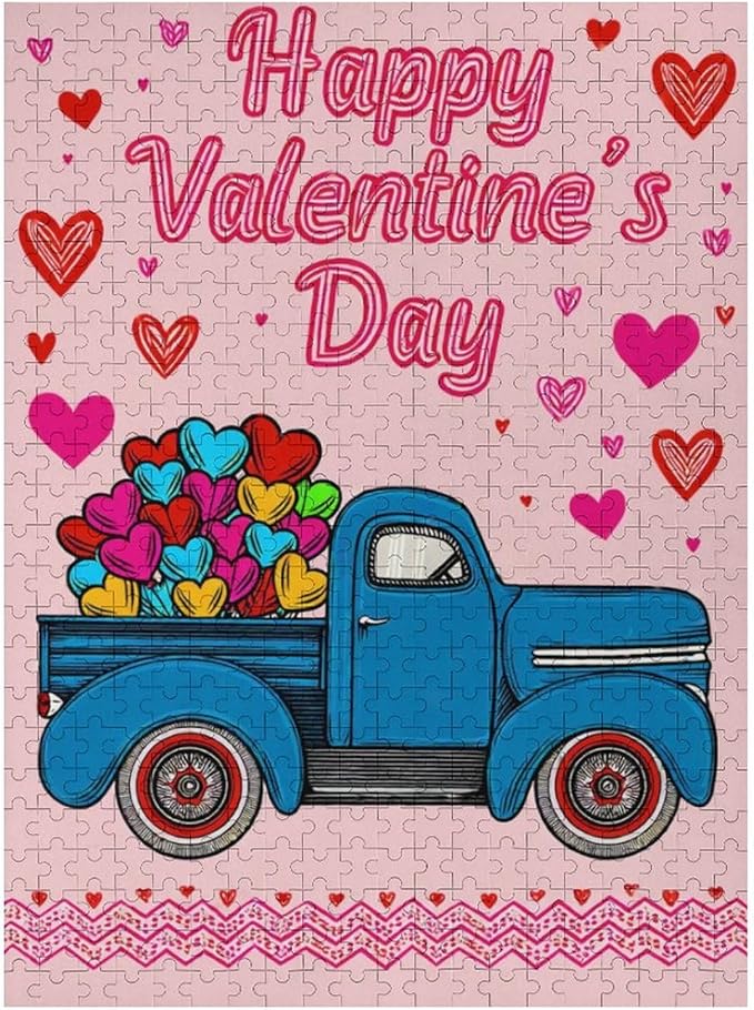 Wooden Puzzle - Happy Valentine's Day Jigsaw Puzzles，Wooden Puzzles for Adults 500 Pieces Challenge Puzzles，Educational Games，Family Puzzles，Unique Gifts for Wall Art