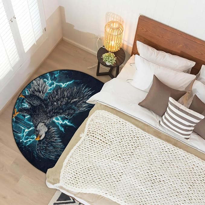 Half Round Door Mat Eagle Non Slip Bath Mats Absorbent Front Porch Rugs Shower Mat for Living Room Bedroom Kitchen Bathroom Floor Home Decor