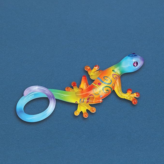 Glass Baron Kona Gecko Glass Figurine, Hand Blown & Sculpted with Airbrushed Glass & Austrian Crystals, Collectible Ornament for Home Decor Table Centerpiece