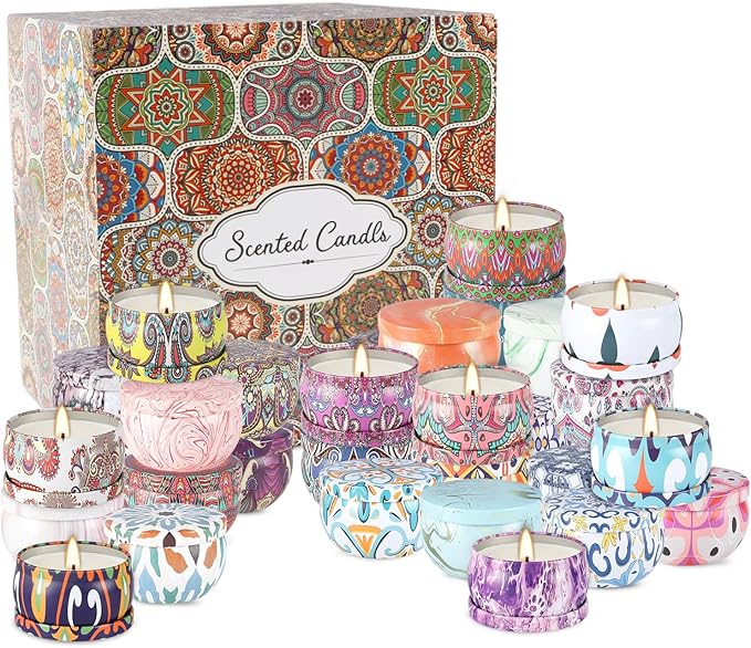 Onebird Set of 36 Christmas Scented Candle Gift Set,Natural Pure Soy Wax Aromatherapy Candles Essential Oils for Home and Women