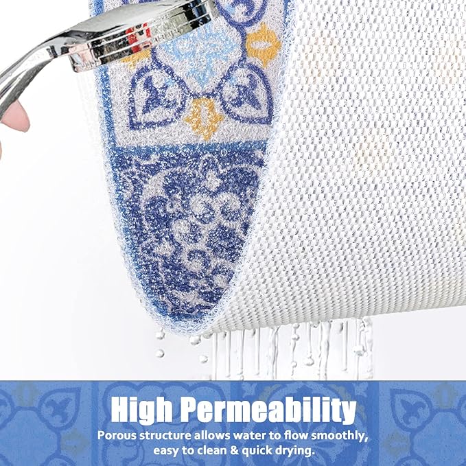 Shower Mat Bathtub Mat Non-Slip, 24x32 Inch, Soft Comfort Bath Mat with Drainage Holes, PVC Loofah Massage Bathmat for Shower, Tub, Bathroom, Wet Areas, Quick Drying