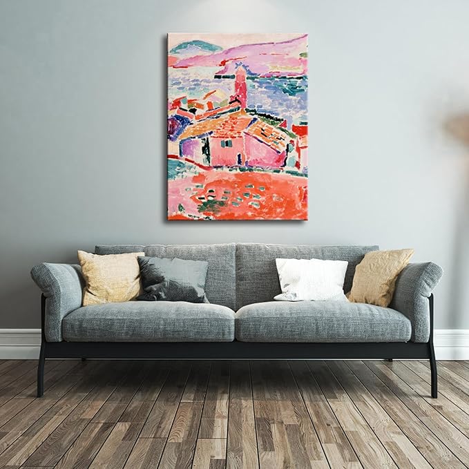 Wieco Art Canvas Print Wall Art View of Collioure 1905 by Henri Mattise Abstract Colorful Art Matisse Posters Canvas Prints for Wall and Home Office Decorations