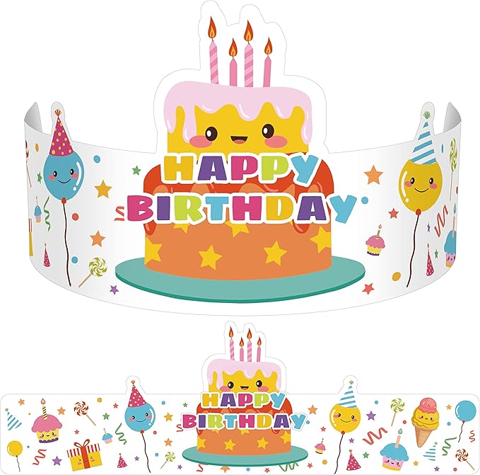 Outus 42 Pack Happy Birthday Crowns for Kids Classroom with Elastic Band for Teachers Students Kindergarten Party
