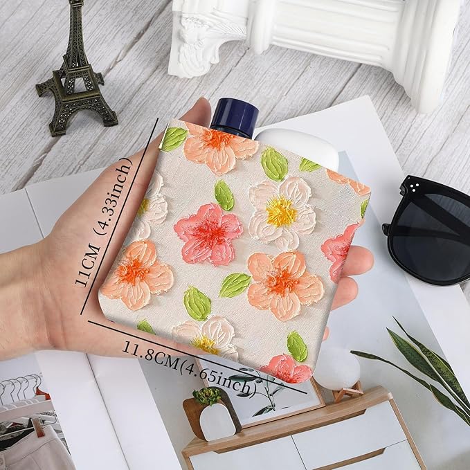 2Pcs PU Leather Small Squeeze Coin Purse Pouch Mini coin Bag Unique And Cute Wallet Cosmetic Bags Change Bag For Women Girls Men （Pink and Yellow Flowers L