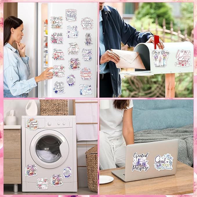 Bible Verse Fridge Magnets - 20Pcs Inspirational Christian Refrigerator Magnets Boho Motivational Floral Fridge Magnet Religious Scripture Faith Magnets for Home Office Kitchen Locker Decor