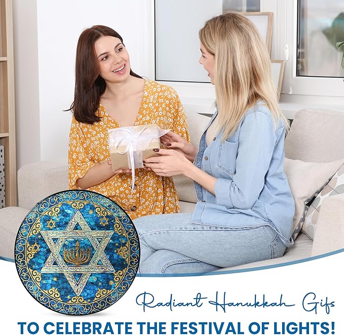 FLAGWIX Hanukkah Gifts for Women Men - Star of David Stained Glass Window Hanging 8 in - Hanukkah Sun Catcher Hanging Decor, Chanukah Suncatchers for Garden Decor, Religious Spiritual Gifts for Mom