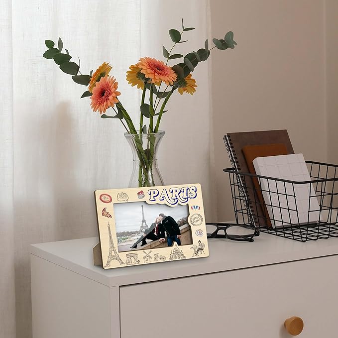 Paris Picture Frame, Engagement Wedding Picture Frames, Vacation Table Frame for Family, Paris Souvenir Birthday Gift for Friends Couples Honeymoon Gifts, Home Office Desktop Decoration -XK001