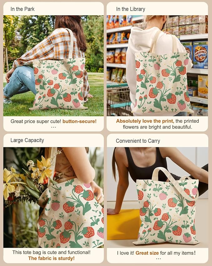 Miss Adola Aesthetic Tote Bag for Girls - with Magnetic Buckle and Zipper Inner Pocket for Women Lady Canvas Cotton Tote Bag