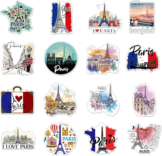 Paris Fridge Magnet Souvenirs Gifts - Wxiben 16 Pcs City Travel Refrigerator Magnets French Eiffel Tower Fridge Magnetic Stickers for Home Office Kitchen Locker Traveler Tourist Paris Lovers Gift