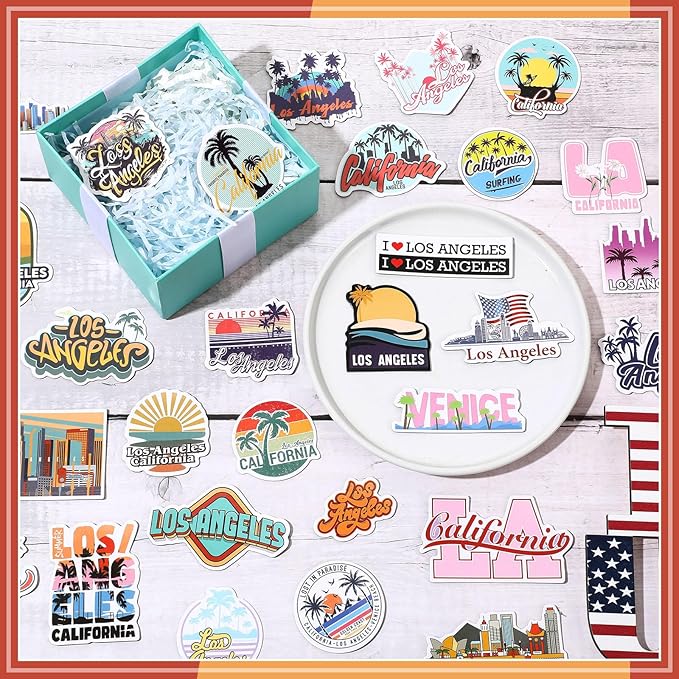 Konohan 30 Pcs Los Angeles Souvenirs Gifts Los Angeles Magnet for Refrigerator City Magnetic Fridge Stickers for Home Decoration