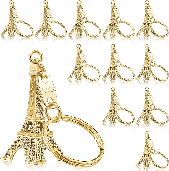 Junkin 30 Pieces Eiffel Tower Keychain Retro Decorations Purse Charms Statue Model Prom Keychain French Souvenirs