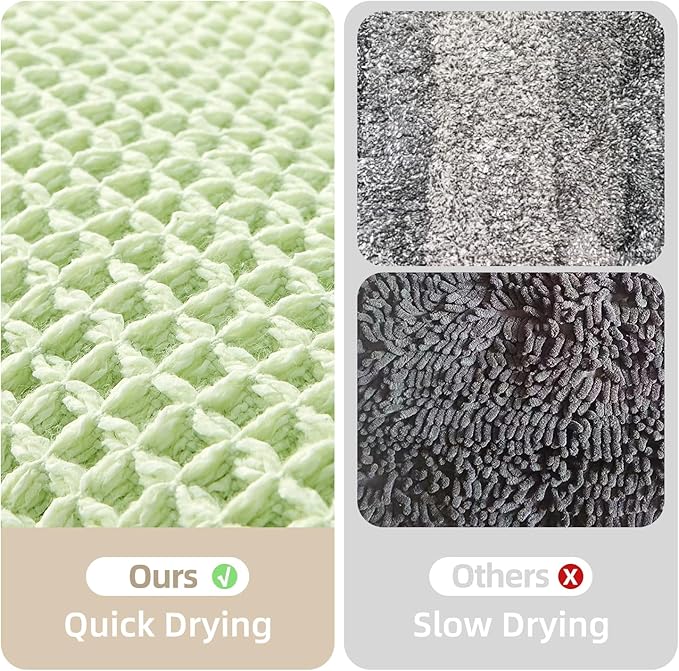 Waffle Bath Mat, Boho Bathroom Rugs Non Slip Washable Super Absorbent Quick Dry Cute Bath Mat Farmhouse Bathroom Decor, 24"x16" Pale Green