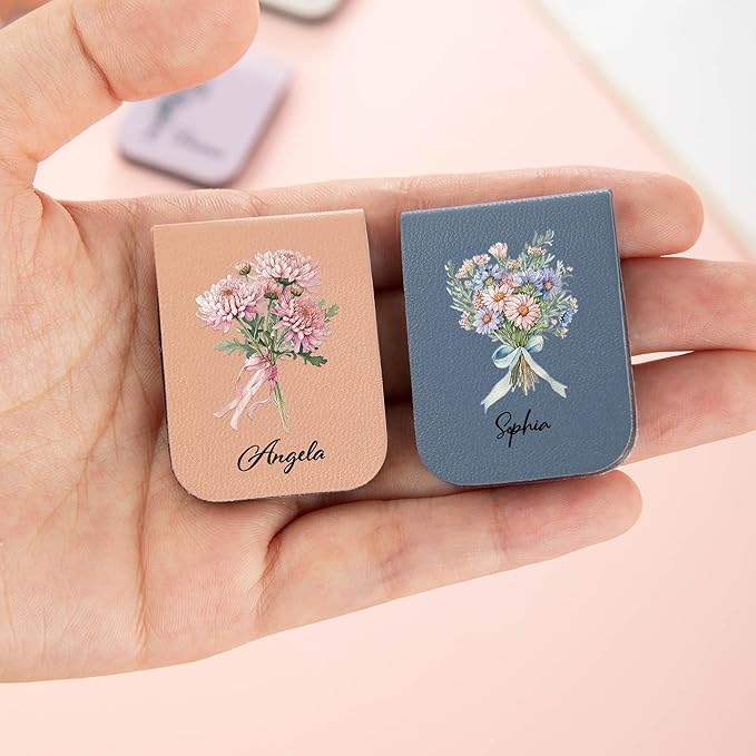 callie Personalized Magnetic Bookmark Clip - Custom Name & Birth Flower, Magnet Book Page Markers, Birthday Reading Gifts for Women Men Book Lovers