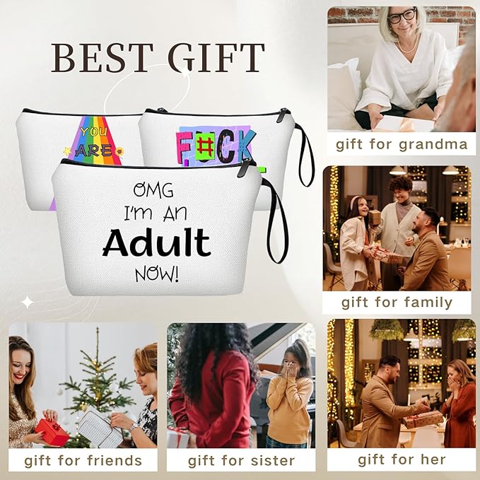 18th Year Old Birthday Gifts for Girls Daughter Sister Friend Teen Makeup Cosmetic Bag with Mirror Christmas