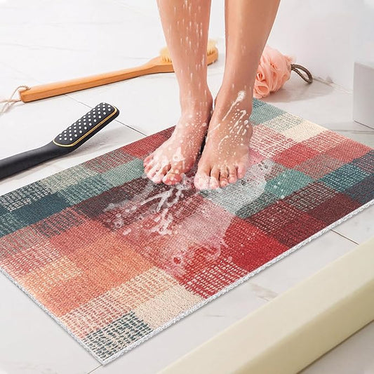 Shower Mat Bathtub Mat Non-Slip: 24x32 Inch, Soft Comfort Bath Mat with Drainage Holes, PVC Loofah Massage Bathmat for Shower, Tub, Bathroom, Wet Areas, Quick Drying