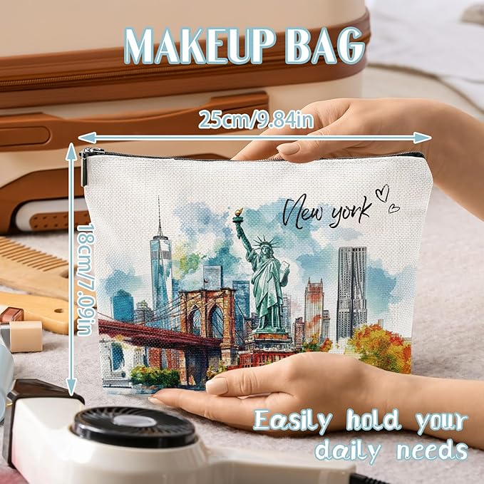 New York Gift Travel Souvenirs - New York Souvenir Travel Must Have NYC Essentials Makeup Bag Purse Gifts for Women Birthday Christmas