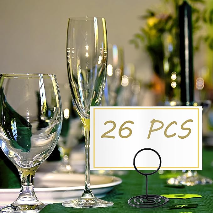 Hoewina 26Pcs Table Number Holders, Place Card Holder, Wire Picture Holder, Small Size Table Card Holders, Photo Holder for Centerpieces, Wedding Reception, Party, Birthday (Black)