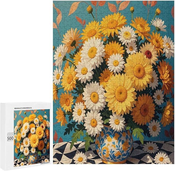 Jigsaw Puzzles for Adults 500 Piece - Chrysanthemum Themed Wooden Puzzles Challenge Puzzles，Educational Games，Family Puzzles，Unique Gifts for Wall Art ，Funny Puzzles