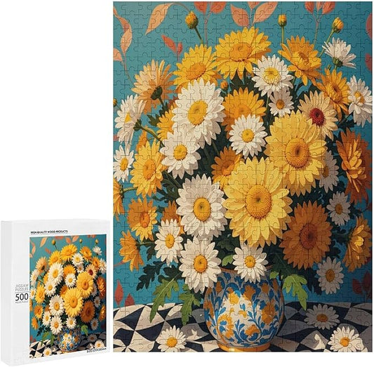 Jigsaw Puzzles for Adults 500 Piece - Chrysanthemum Themed Wooden Puzzles Challenge Puzzles，Educational Games，Family Puzzles，Unique Gifts for Wall Art ，Funny Puzzles