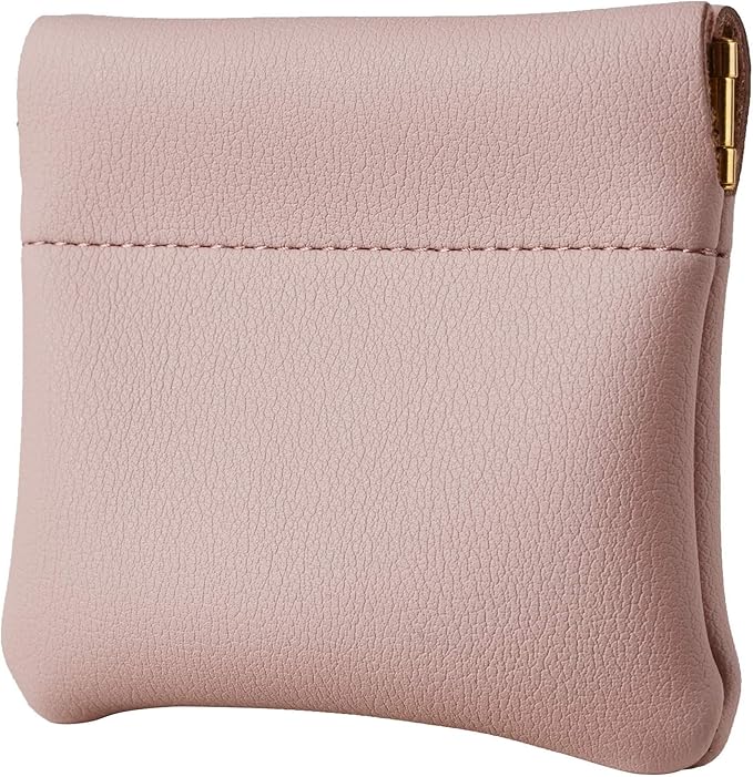 Travelambo Leather Squeeze Coin Purse Pouch Change Holder For Men & Women