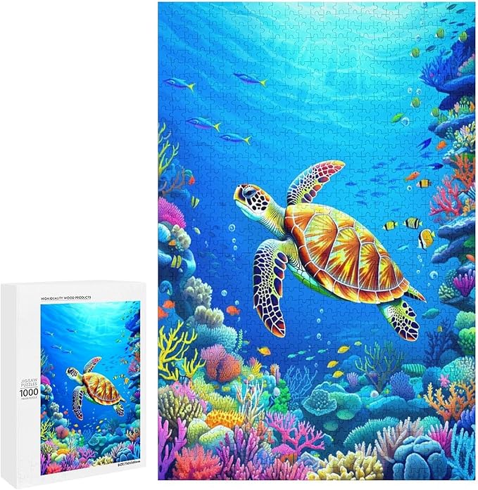 Jigsaw Puzzles for Adults 1000 Piece - Sea Turtle Wooden Puzzle，Puzzle Games， Stress Relief Games，Funny Puzzles，Unique Gifts for Wall Art ，Family Puzzles，Educational Games