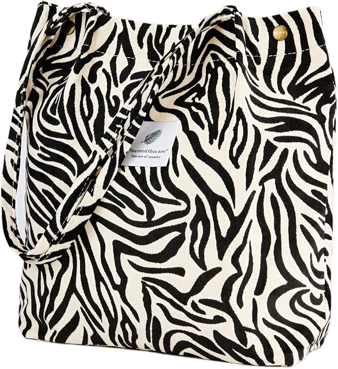 Corduroy Tote Bag Cute Tote Bags for Women Shoulder Bag with Inner Pocket for Work Beach Travel and Shopping Grocery