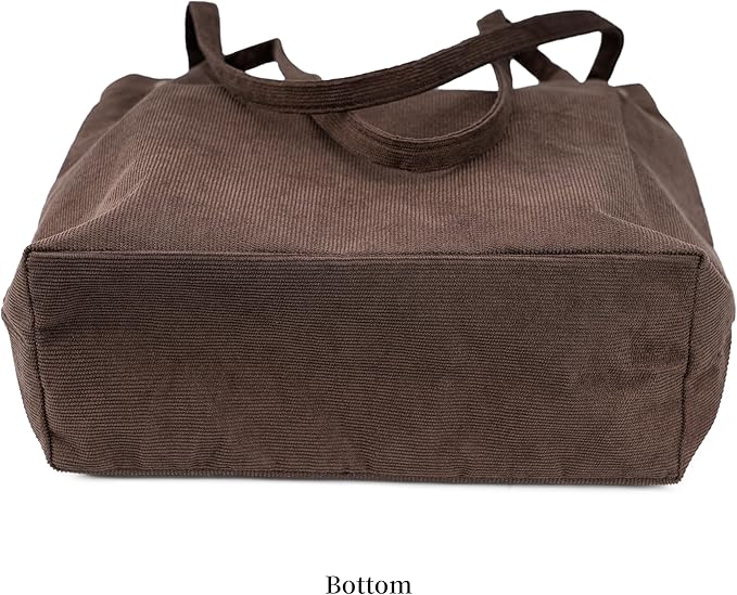 Corduroy Tote Bag Cute Tote Bags for Women Shoulder Bag with Inner Pocket for Work Beach Travel and Shopping Grocery