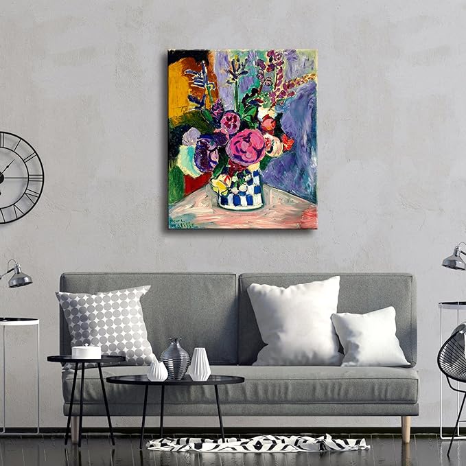 Wieco Art Canvas Wall Art Still Life of Peonies in a Vase 1907 by Henri Matisse Abstract Canvas Prints Art Pictures for Wall Decor and Home Office Decorations