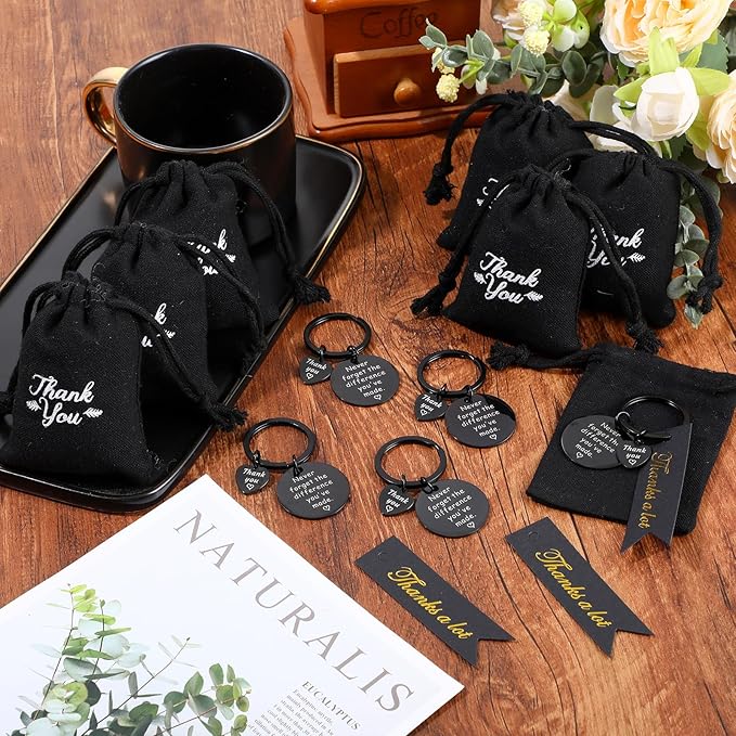 72 Pcs Employee Appreciation Gifts Bulk for Coworker 2025 Thank You Gifts Keychain with Drawstring Bag and Card