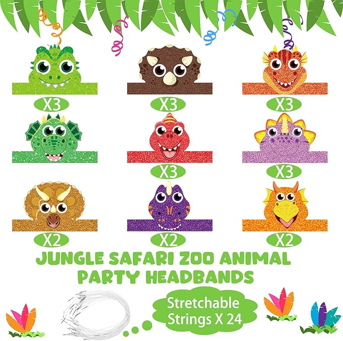 24 Pcs Party Hats for Kids Paper Headbands Crown for Boys Girls, Birthday Party Decoration Favors