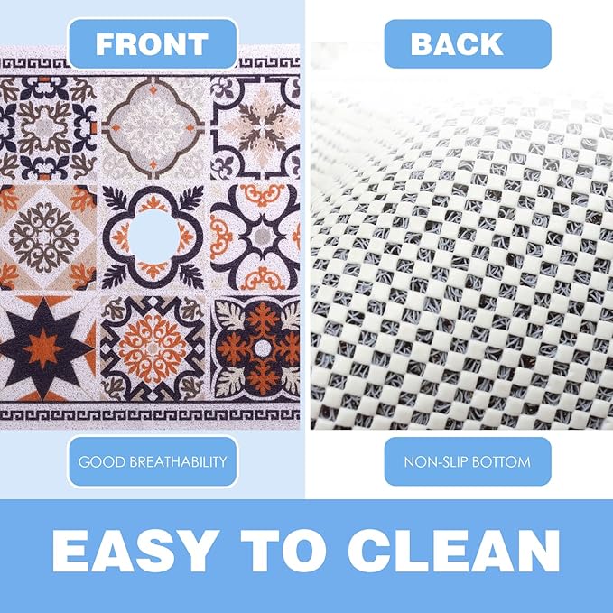 Square Shower Mat 23x23 Inch Non-Slip with Drain Hole, Shower Floor Mats for Bathroom, PVC Loofah Stall Mat, Secure Boho Bath Mats