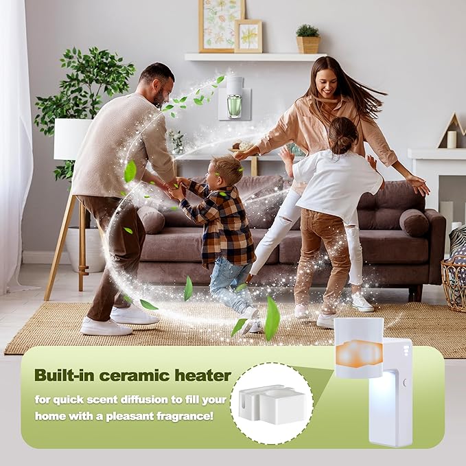4 PCS Wall Fragrance Plug in with Night Light and Oil Diffuser Plug with Upgraded Fragrance Concentration Control, Compatible with Bath and Body Works WallFower for Home, White