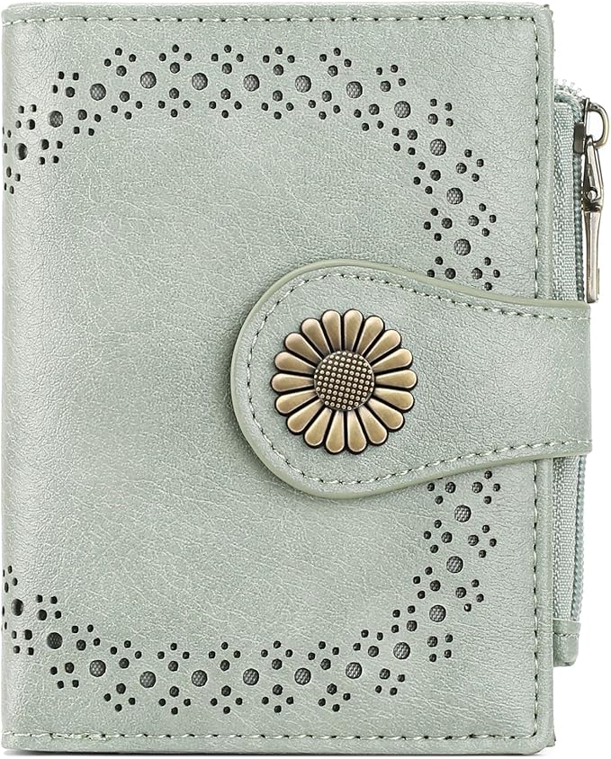 SENDEFN Small Wallets for Women Bifold RFID Blocking Leather Card Holder Compact Wallet with Zipper Coin Pocket
