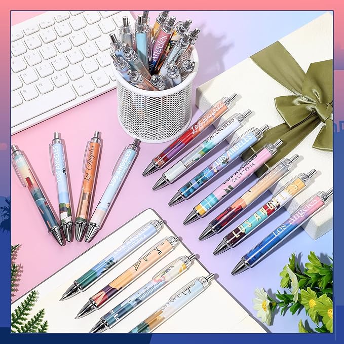 15 Pcs Los Angeles Travel Ballpoint Pens Los Angeles Souvenirs Gifts American Travel Pen Bulk Retractable USA Souvenirs for Office Supplies Traveler Gifts