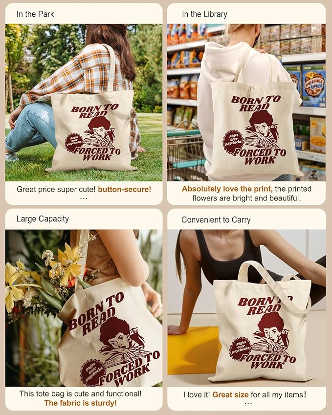 Miss Adola Aesthetic Tote Bag for Girls - with Magnetic Buckle and Zipper Inner Pocket for Women Lady Canvas Cotton Tote Bag