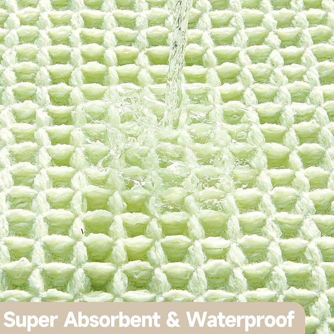 Waffle Runner Rug Bathroom, Boho Bathroom Rugs Non Slip Washable Long Super Absorbent Quick Dry Cute Bath Mat Farmhouse Bath Mat, 60"x24" Pale Green