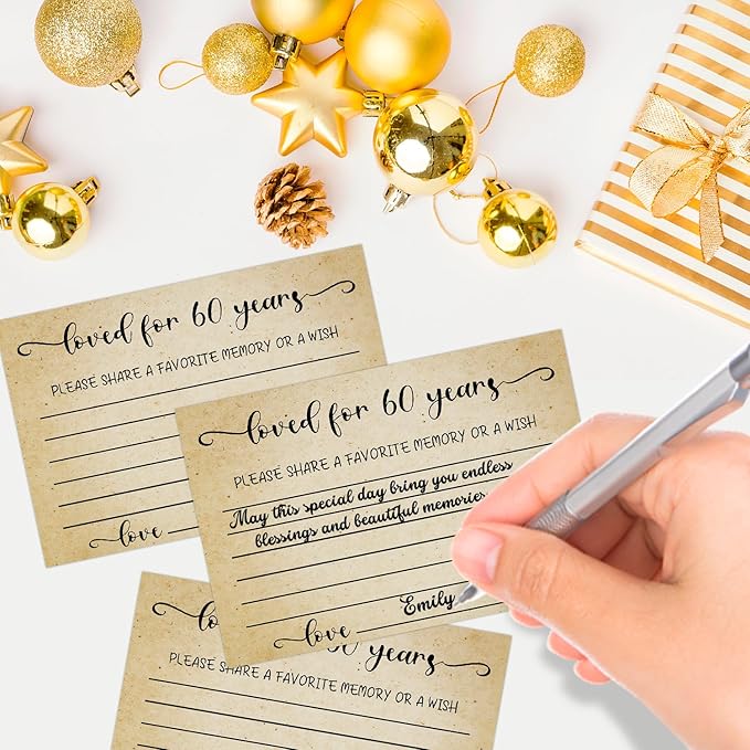 60th Birthday Party Share a Memory Set, 1966 Birthday Gifts for Women Men, 1966 Wooden Share A Memory Box with Memory Sign and 50 Pcs Memory Cards, 1966 Birthday Gifts, 60th Birthday Party Decorations