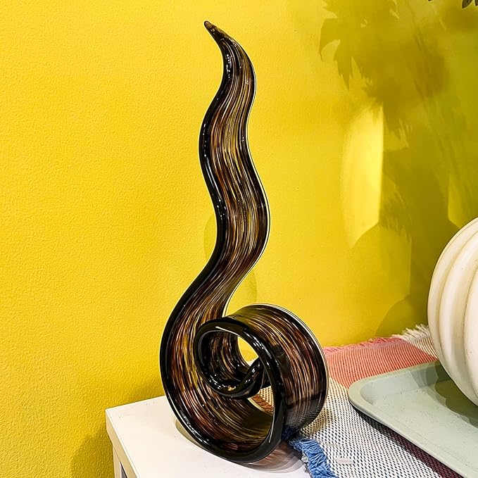 11.4" Tall Hand-Blown Glass Sculpture Murano-Style Sculpture Art Ornament Statue Figurines Home Decor Accent Piece Coastal Ocean Nautical Home Decor,Shelf,TV Stand,Tabletop Centerpieces,Wonderful Gift