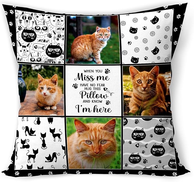 Custom Pet Memorial Throw Pillow (Insert Included), Pet Loss Sympathy Gift, Cat Memorial Gifts for Loss of Cat, Cat Remembrance Gifts, Pet Remembrance Gifts, Loss of Cat Sympathy Gift