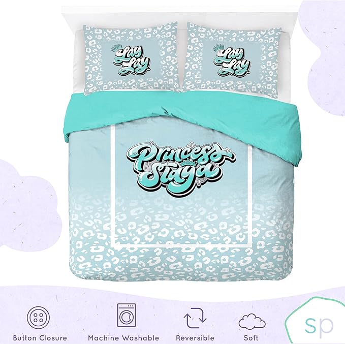 Saturday Park That Girl Lay Lay Princess Full/Queen Duvet Cover & Sham Set - 3 Piece 100% Organic Cotton Duvet Set - GOTS & Oeko-TEX Certified (Nickelodeon Official)