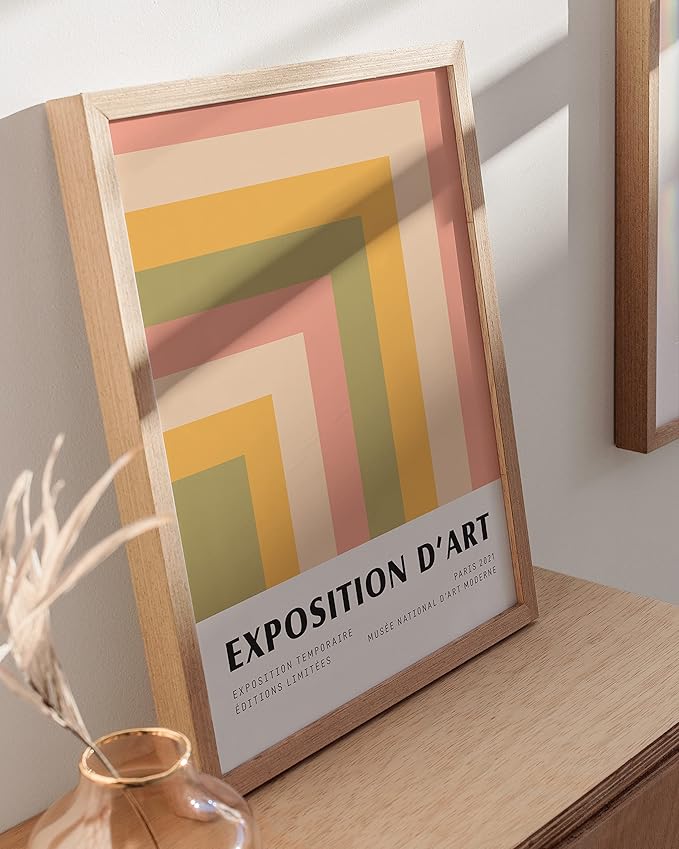 HAUS AND HUES Danish Pastel Posters, Trendy Aesthetic Wall Art, Abstract Geometric Print, Art Exhibition Poster (24" x 36" Unframed)
