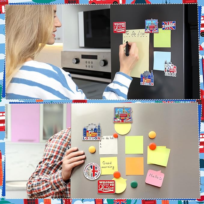 18 Pcs London Fridge Magnet Magnetic Refrigerator Stickers Metal Magnet London Souvenirs Gifts Refrigerator Magnets Home Decoration Accessories