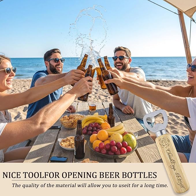 20-100PCS Personalized Bottle Openers,Wooden Handle Beer Opener,Laser Engraved Logo/Text,Good for Weddings,Partys,Bars,Kitchens,Restaurants,Promotional Gifts & Anniversary Favors