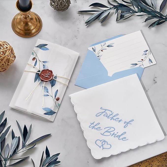 W&F GIFT Handkerchief - 12" x 12" - Something Blue for Bride on Wedding Day - Fun Gift