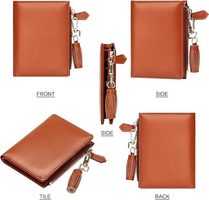 GEEAD Small Wallets for Women Bifold Slim Coin Purse Zipper ID Card Holder