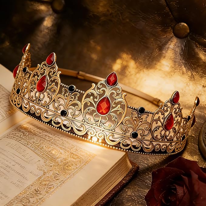 King Crown & Birthday Sash for Birthday Prom Party, Prom Decoration Gifts for Men, Costume Wedding Halloween
